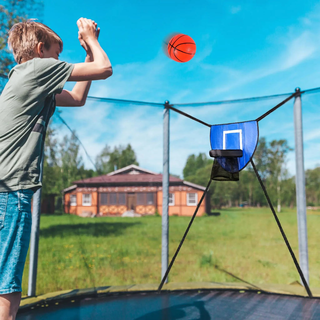 Basketball Hoop for Trampoline with Enclosure Outdoor Fun Universal Basketball Rack Park Trampoline Basketball Toss Game
