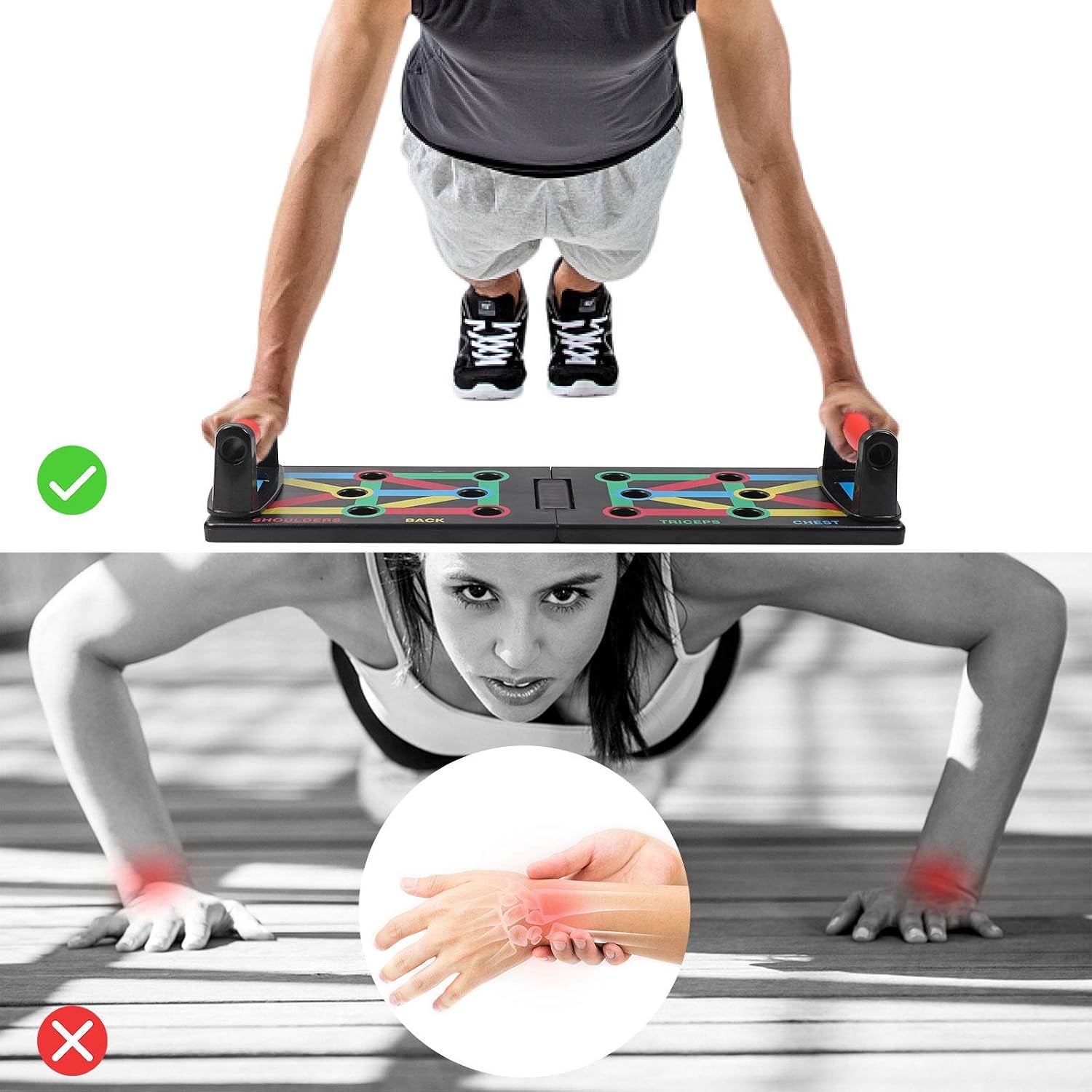 Push-Up Rack Board, 12-In-1 Foldable Multifunctional Home Training Fitness Equipment, Portable Push-Up Training Frame, Adjustable Push-Up Board