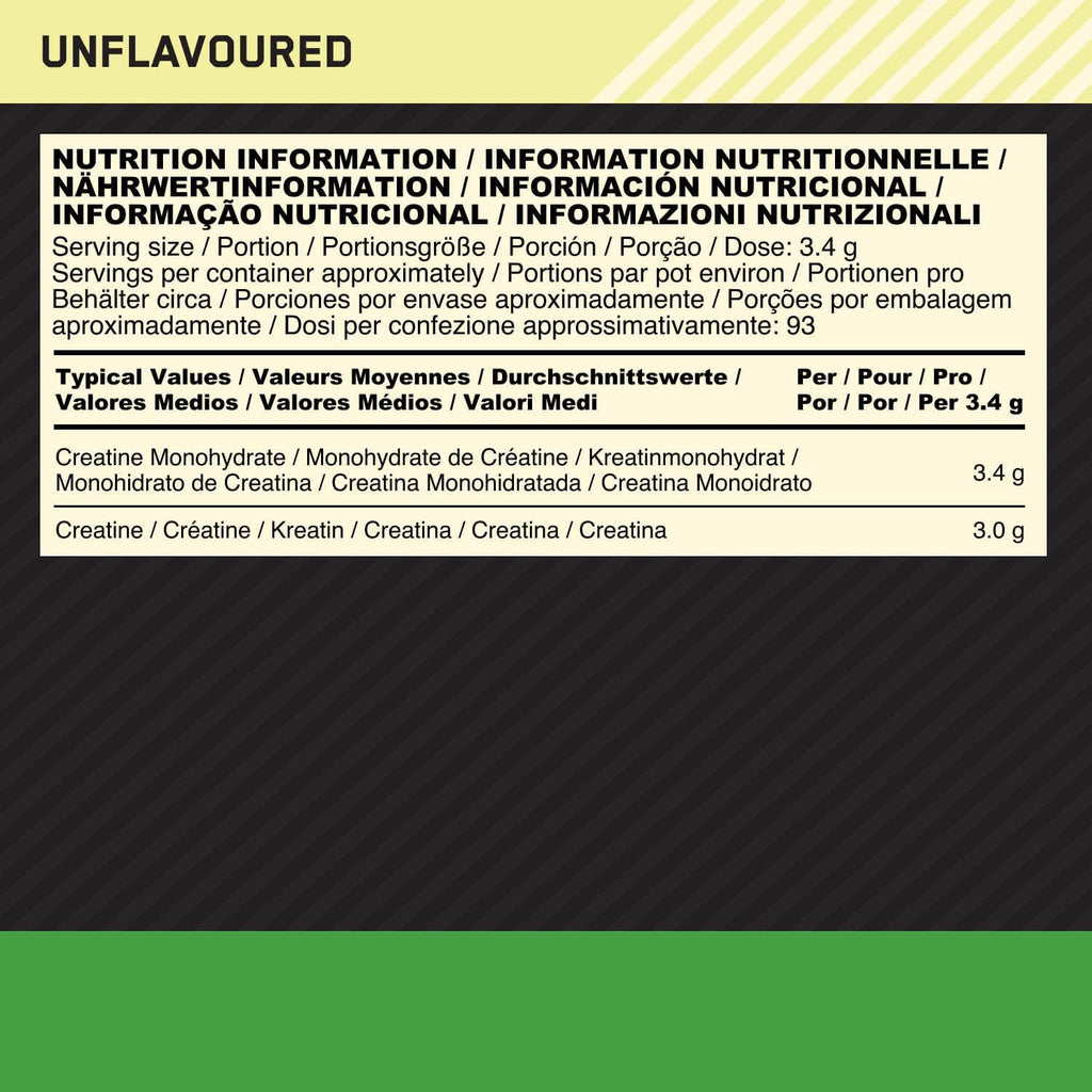 Optimum Nutrition Mikronisiertes Kreatin Pulver, Geschmacksneutral, 317G, 93 Portionen