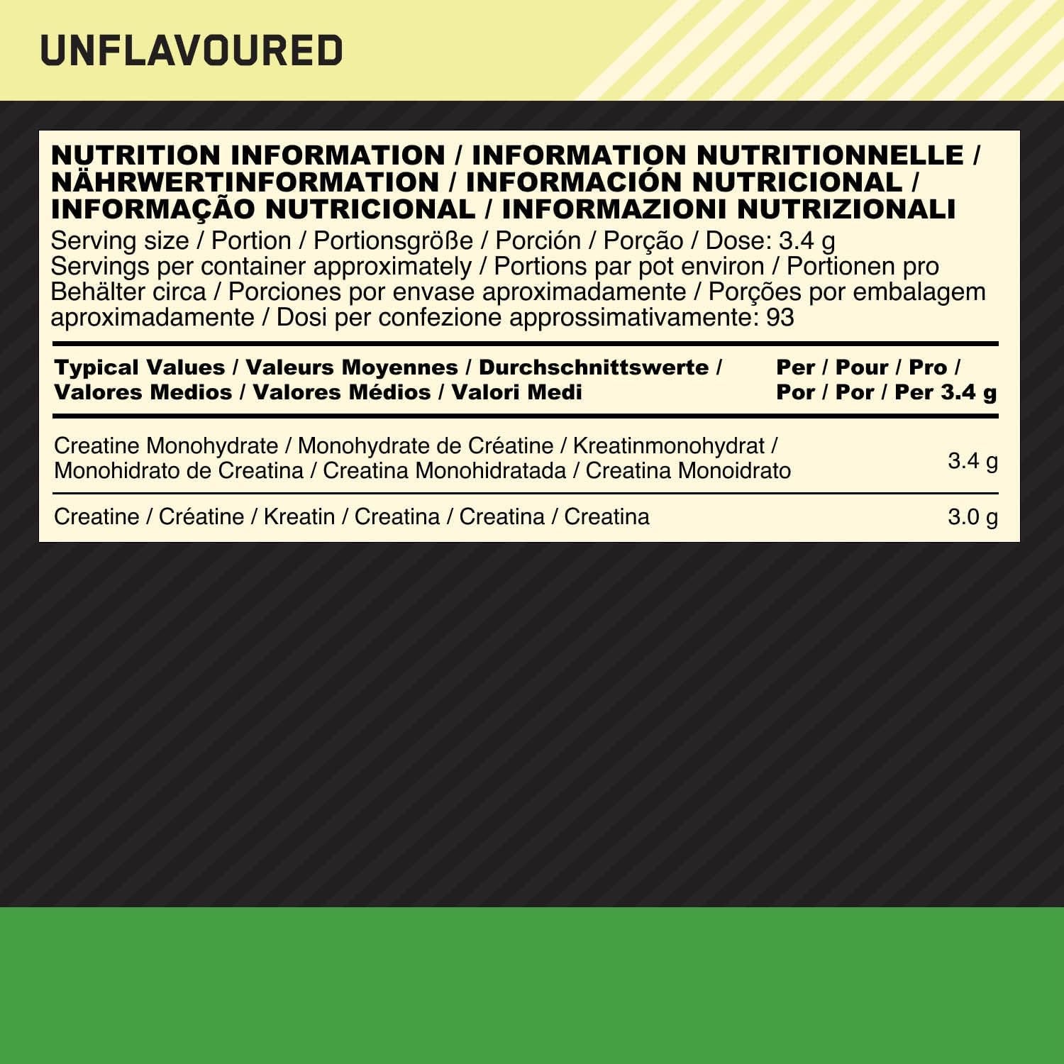 Optimum Nutrition Mikronisiertes Kreatin Pulver, Geschmacksneutral, 317G, 93 Portionen