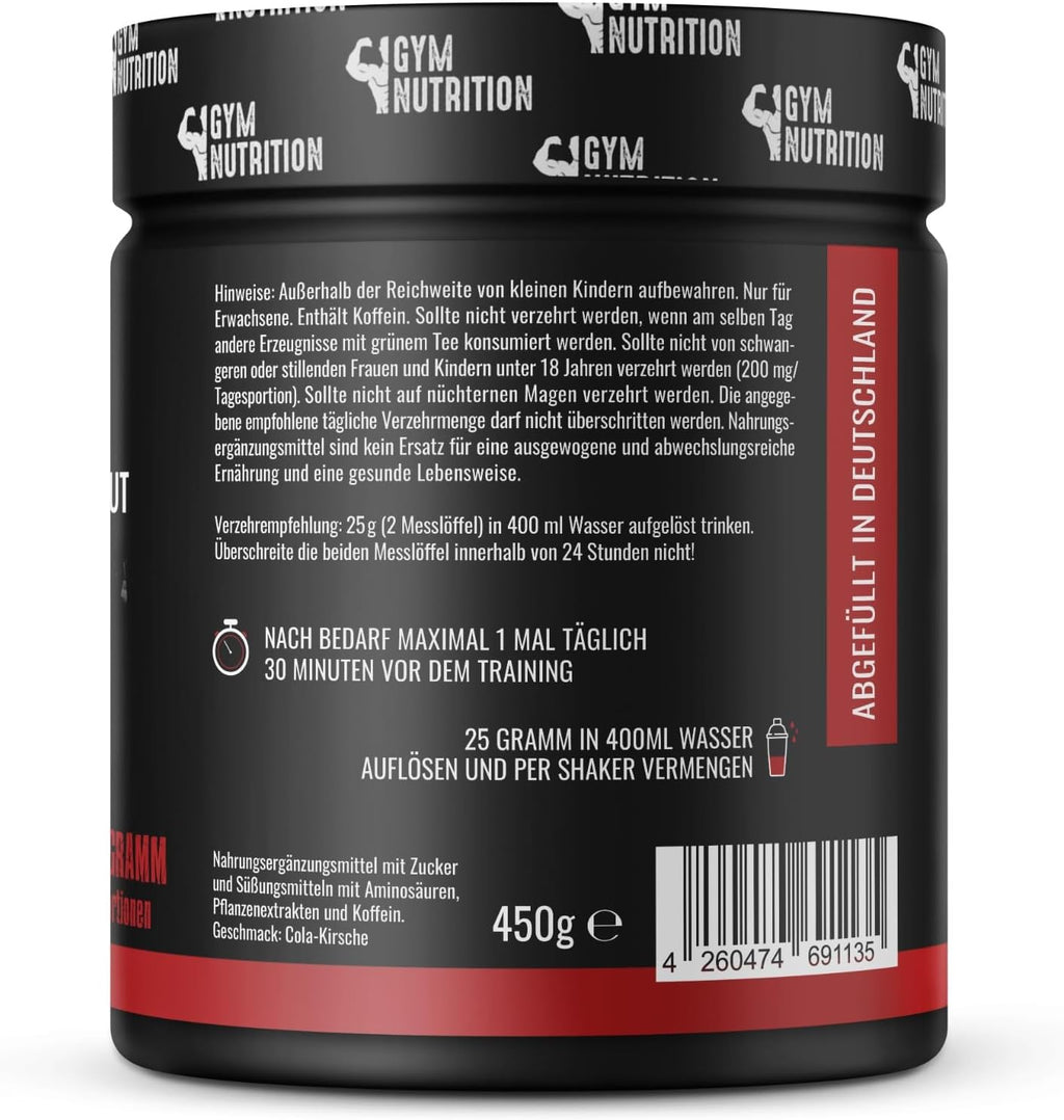 FATALITY - Ultra Hardcore Booster Pre Workout - Pulver - 2023 USA Matrix - Pre Workout Booster Gym - ATP + L-Arginin + Citrullin + Beta Alanin + Koffein 450G Cola Kirsche Geschmack - Fitness Booster