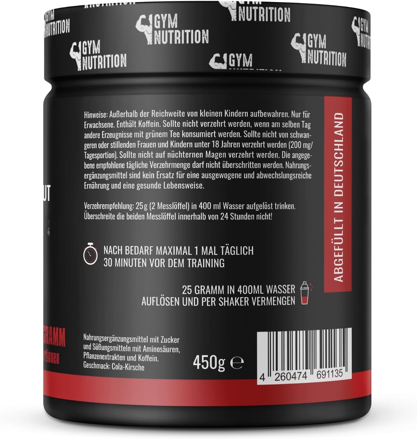 FATALITY - Ultra Hardcore Booster Pre Workout - Pulver - 2023 USA Matrix - Pre Workout Booster Gym - ATP + L-Arginin + Citrullin + Beta Alanin + Koffein 450G Cola Kirsche Geschmack - Fitness Booster