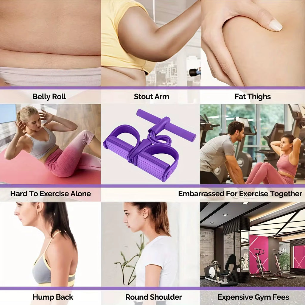 Multi-Functional Four-Tube Pedal Tensioner Yoga Elastic Band Home Fitness Equipment Abdominal Strengthening Tension Rope