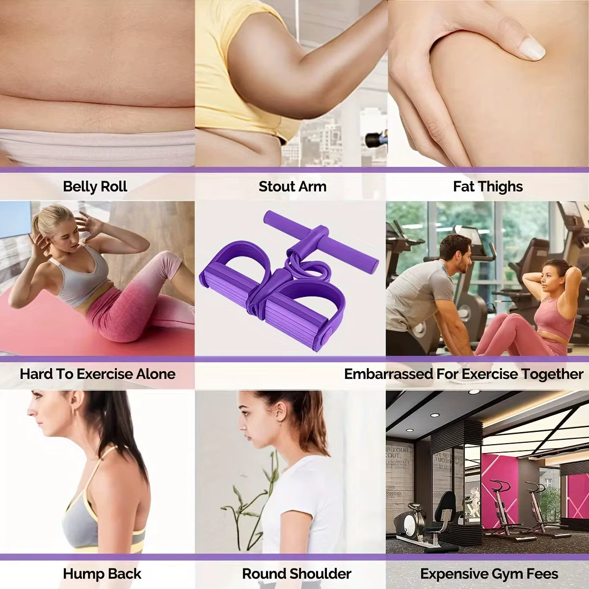Multi-Functional Four-Tube Pedal Tensioner Yoga Elastic Band Home Fitness Equipment Abdominal Strengthening Tension Rope