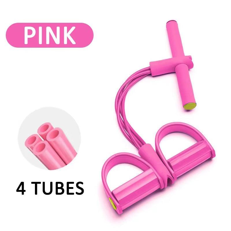 Multi-Functional Four-Tube Pedal Tensioner Yoga Elastic Band Home Fitness Equipment Abdominal Strengthening Tension Rope