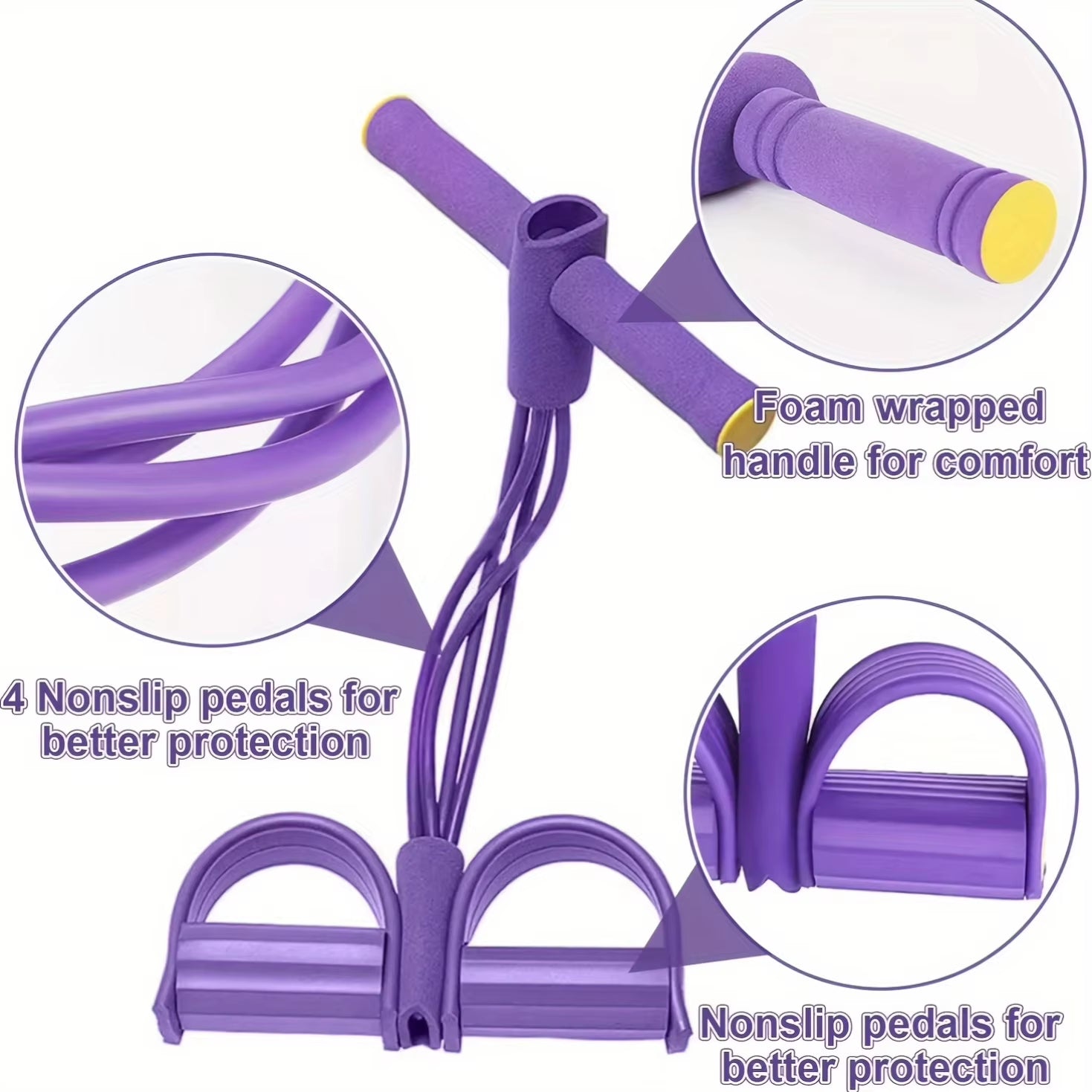 Multi-Functional Four-Tube Pedal Tensioner Yoga Elastic Band Home Fitness Equipment Abdominal Strengthening Tension Rope
