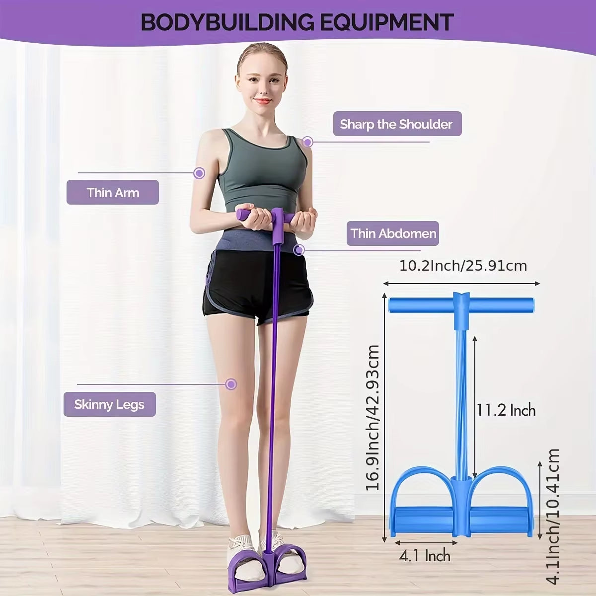 Multi-Functional Four-Tube Pedal Tensioner Yoga Elastic Band Home Fitness Equipment Abdominal Strengthening Tension Rope
