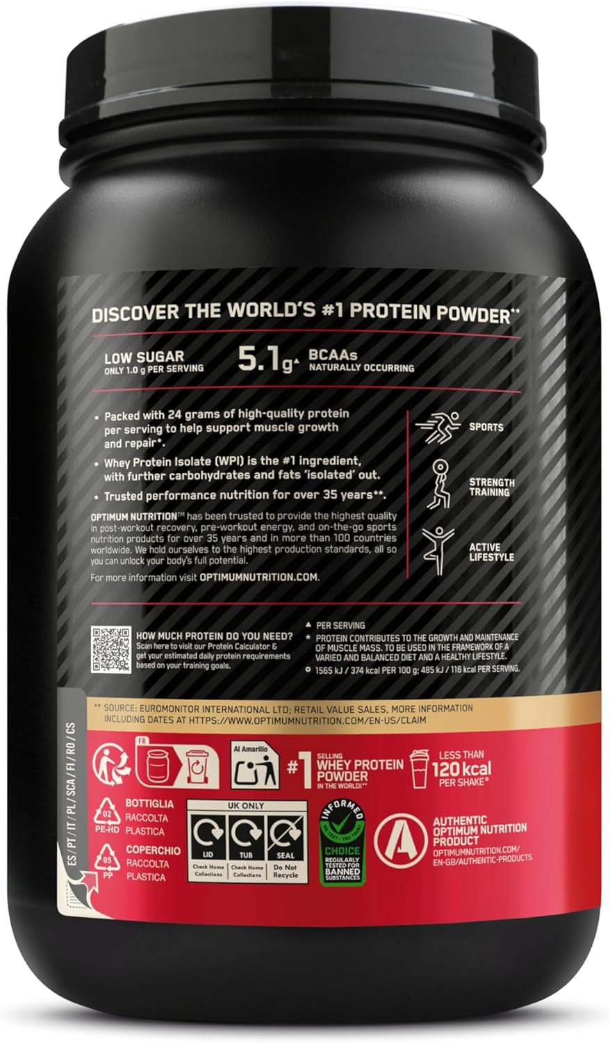 Optimum Nutrition Gold Standard 100% Whey, Proteinpulver, Geschmack Double Rich Chocolate, 899G, 29 Portionen, Verpackung Kann Variieren
