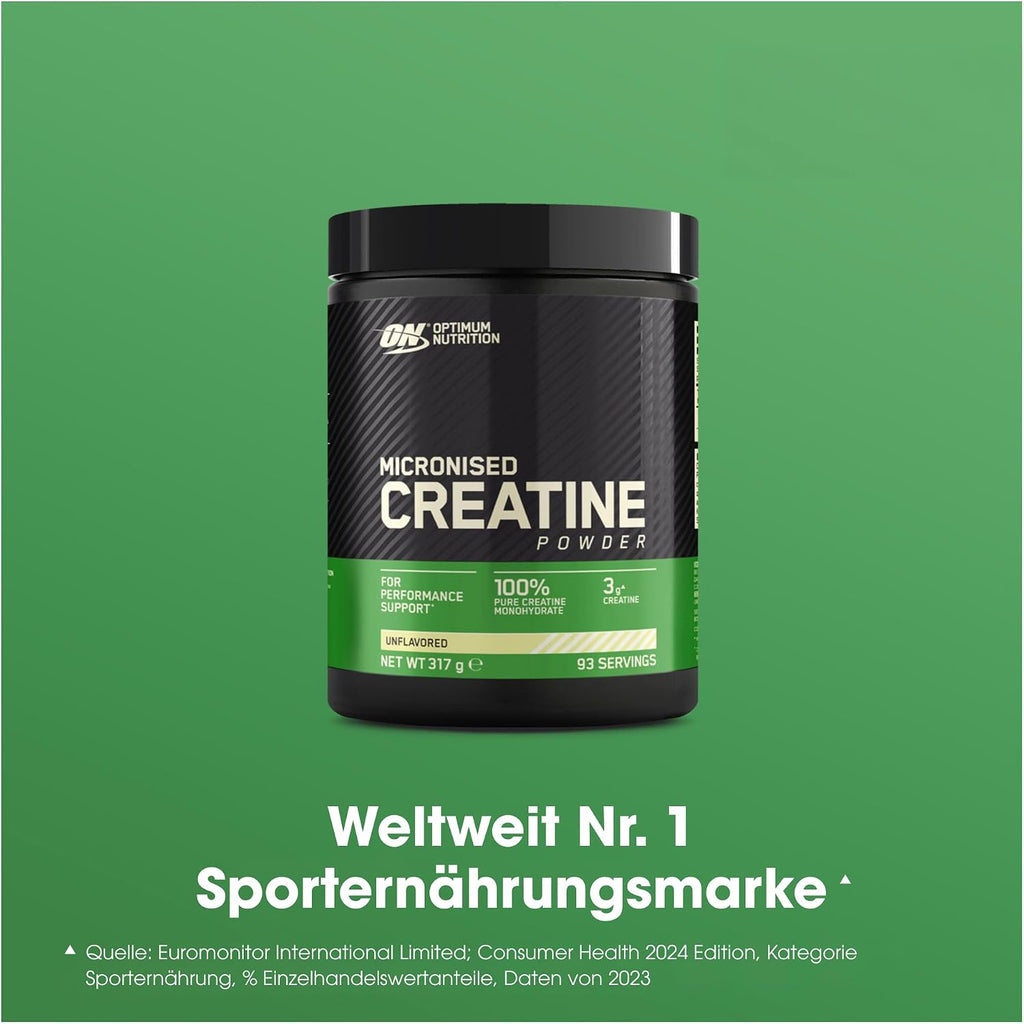 Optimum Nutrition Mikronisiertes Kreatin Pulver, Geschmacksneutral, 317G, 93 Portionen