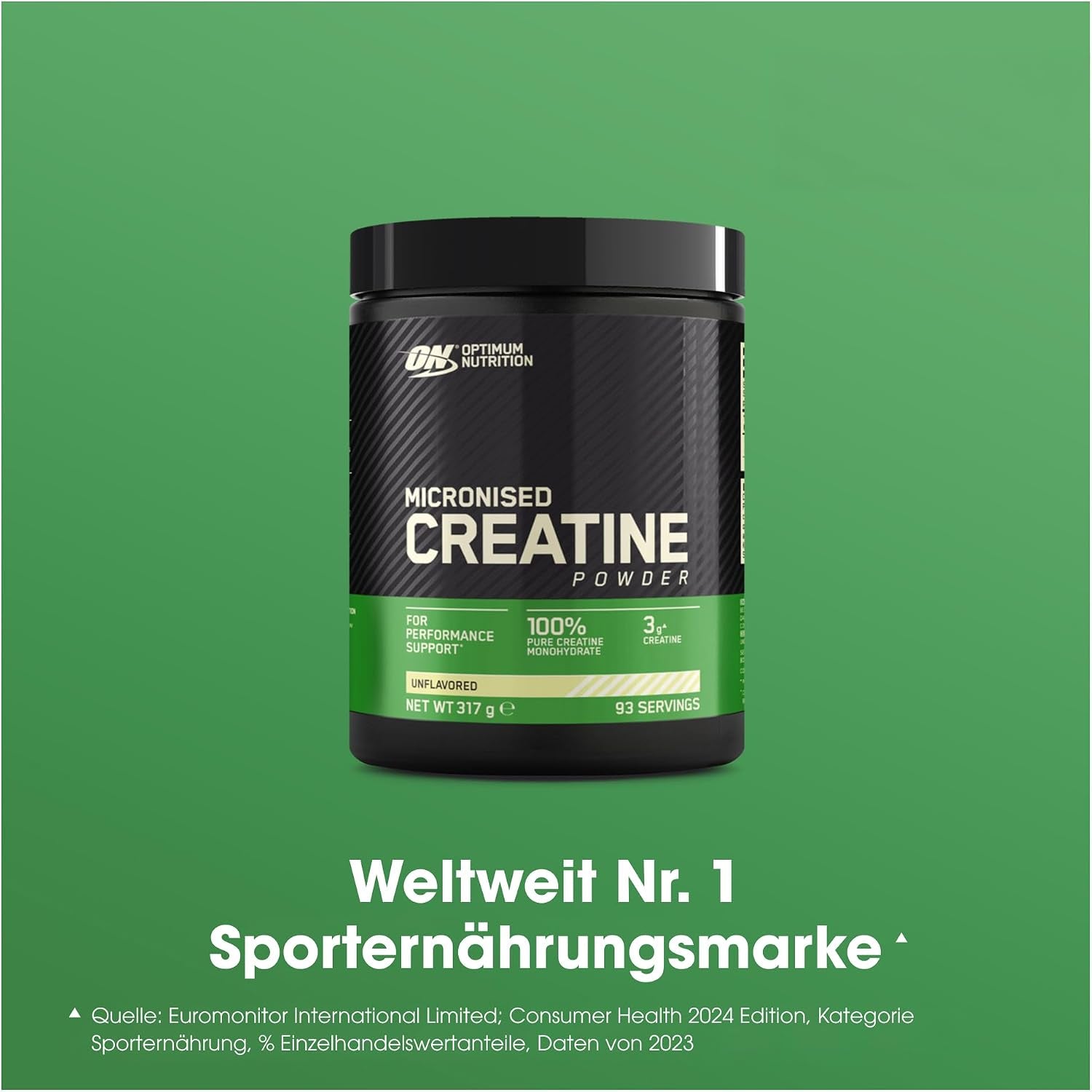 Optimum Nutrition Mikronisiertes Kreatin Pulver, Geschmacksneutral, 317G, 93 Portionen