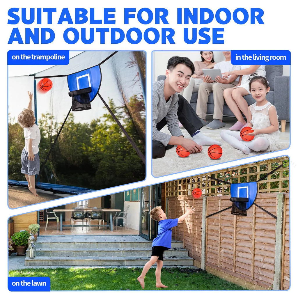Basketball Hoop for Trampoline with Enclosure Outdoor Fun Universal Basketball Rack Park Trampoline Basketball Toss Game