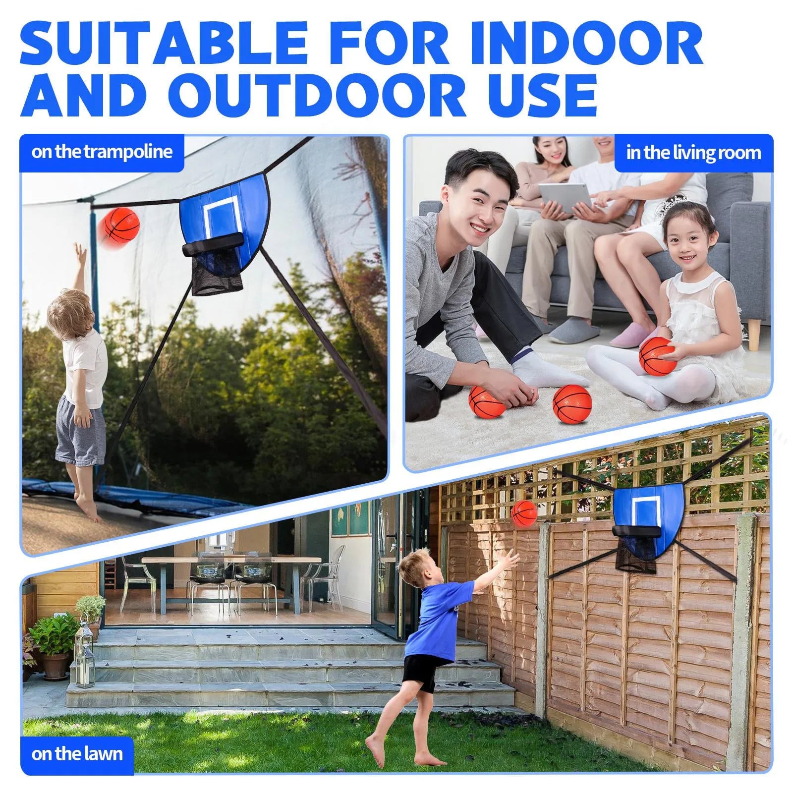 Basketball Hoop for Trampoline with Enclosure Outdoor Fun Universal Basketball Rack Park Trampoline Basketball Toss Game