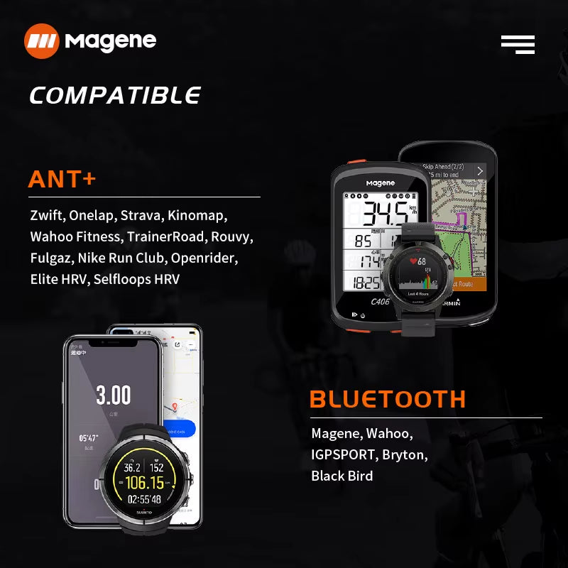Mover H64 Heart Rate Sensor Dual Mode ANT Bluetooth with Chest Strap Cycling Computer Bike for Wahoo Garmin Sports Monito