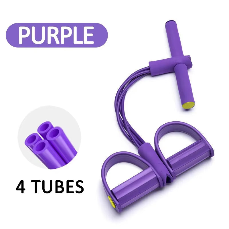 Multi-Functional Four-Tube Pedal Tensioner Yoga Elastic Band Home Fitness Equipment Abdominal Strengthening Tension Rope