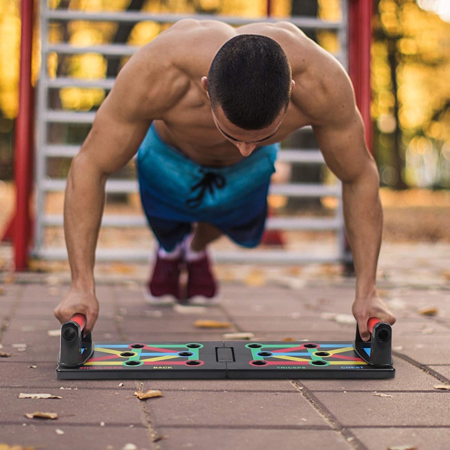 Push-Up Rack Board, 12-In-1 Foldable Multifunctional Home Training Fitness Equipment, Portable Push-Up Training Frame, Adjustable Push-Up Board