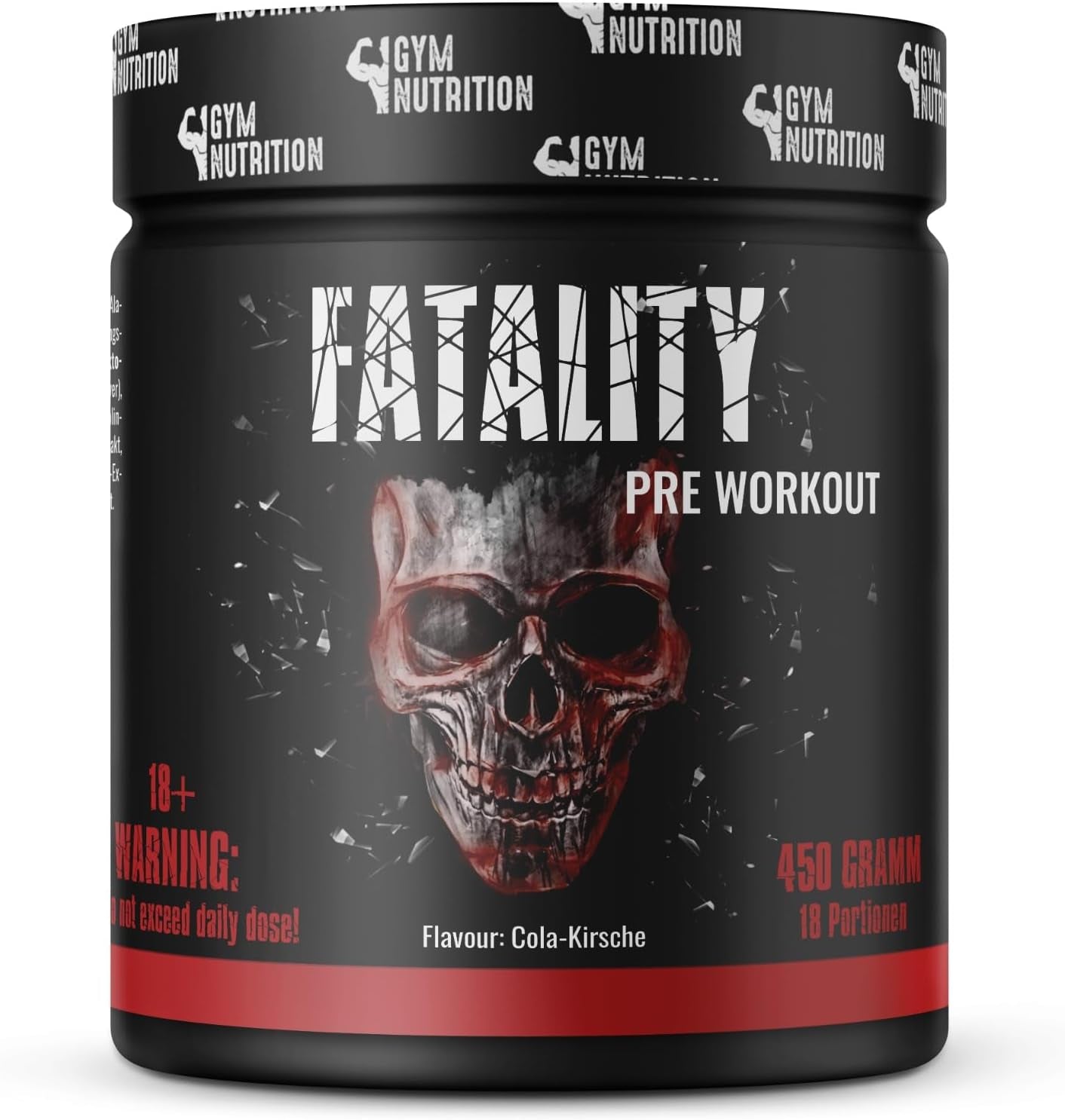 FATALITY - Ultra Hardcore Booster Pre Workout - Pulver - 2023 USA Matrix - Pre Workout Booster Gym - ATP + L-Arginin + Citrullin + Beta Alanin + Koffein 450G Cola Kirsche Geschmack - Fitness Booster