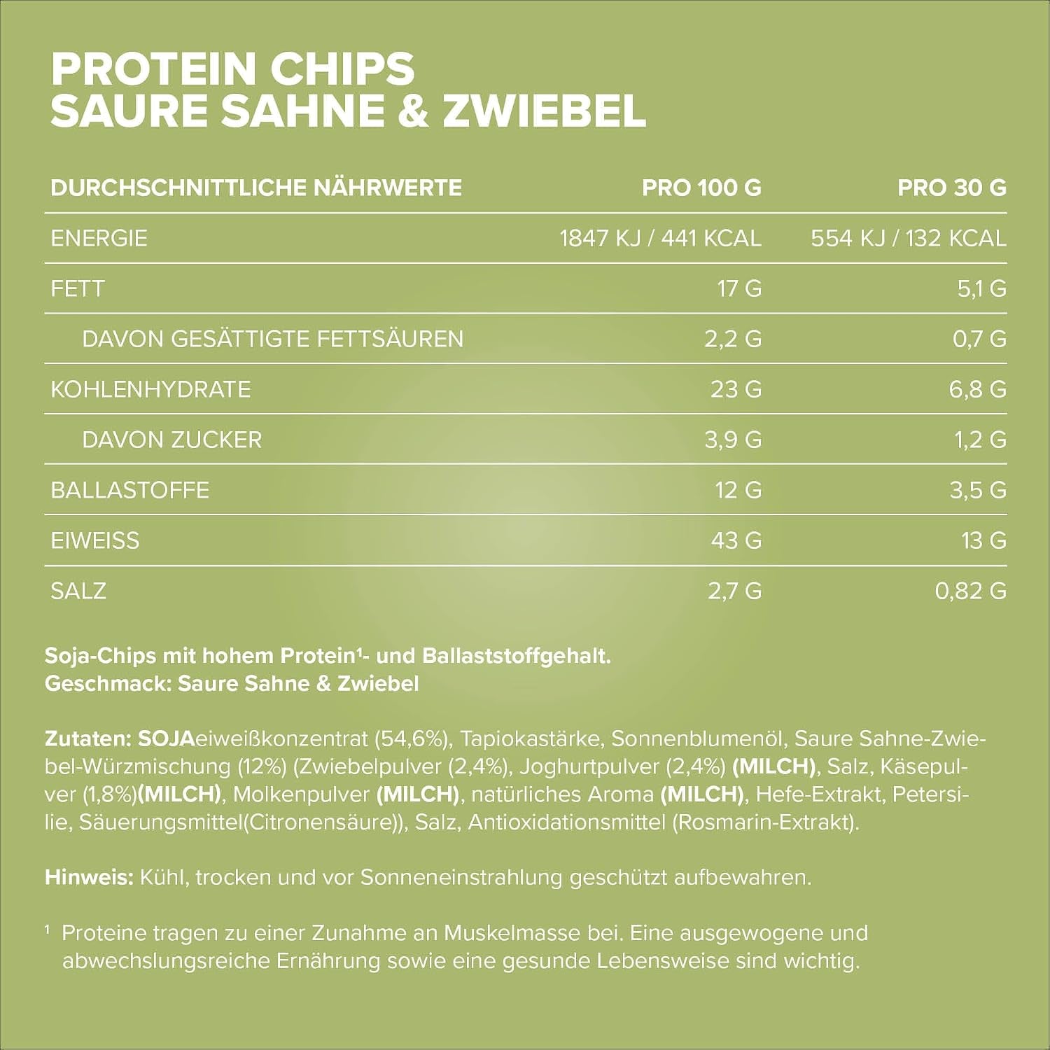 Ironmaxx High Protein Chips – Sour Cream & Onion 60G | Low Carb, Glutenfrei & Zuckerarm | Knuspriger Eiweiß-Snack