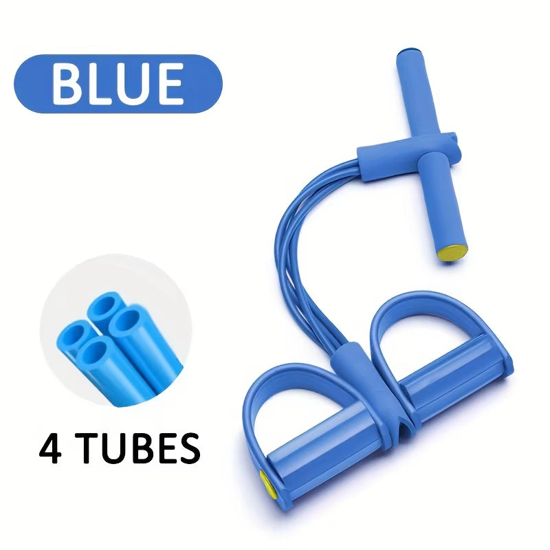 Multi-Functional Four-Tube Pedal Tensioner Yoga Elastic Band Home Fitness Equipment Abdominal Strengthening Tension Rope