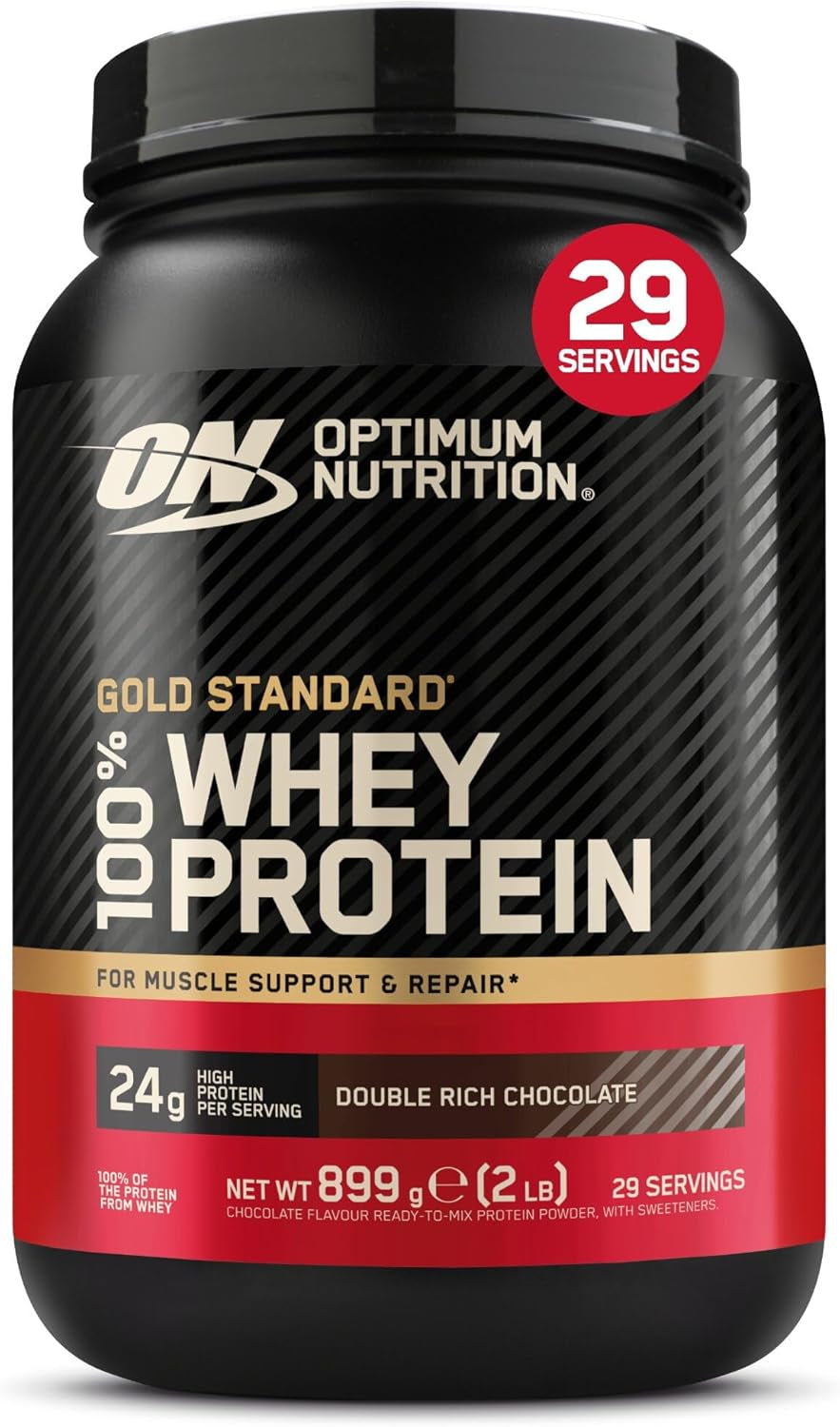 Optimum Nutrition Gold Standard 100% Whey, Proteinpulver, Geschmack Double Rich Chocolate, 899G, 29 Portionen, Verpackung Kann Variieren